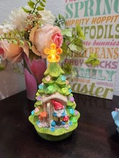 Summer Ceramic Gnome Lighted LIGHT UP Christmas Tree Tabletop Figurine 6.75