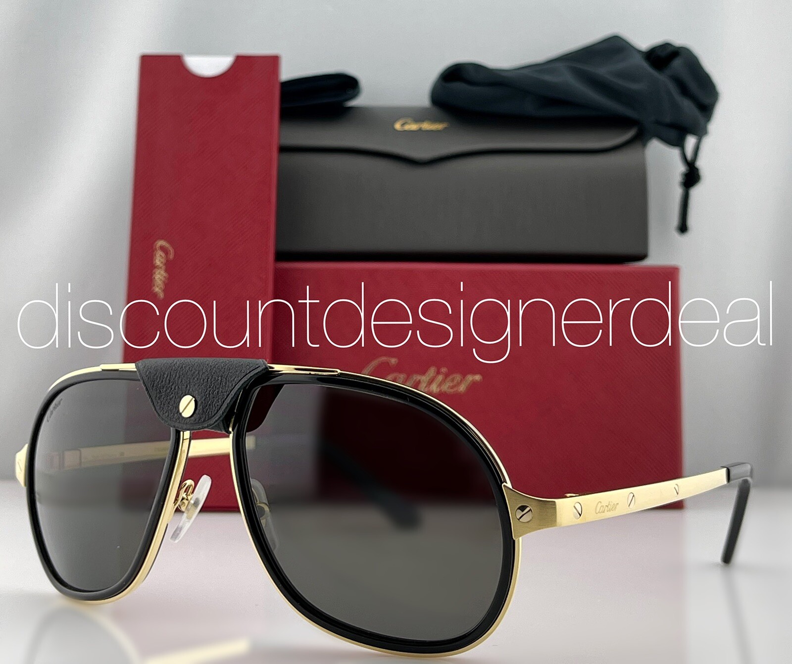 cartier black and gold sunglasses