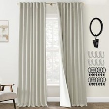 Neutral Black Out Curtains 84 Inch Long for 52"W x 84"L Pack of 2 Beige