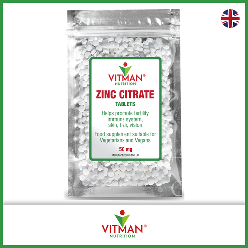 Zinc Citrate Vegan Safe 120 Tablets Healthy Immune Support Hair Skin