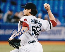JOEL HANRAHAN  BOSTON RED SOX   ACTION SIGNED 8x10