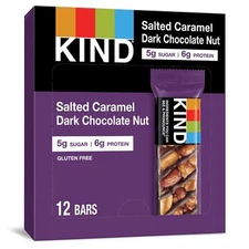 KIND Salted Caramel Dark Chocolate Nut Bars Pack of 12 Gluten Free Snacks