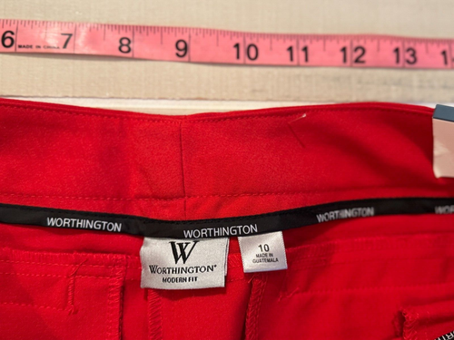 Worthington ankle cuffed modern fit red dress pants size 10 women's NWT 27" ins - Picture 5 of 7