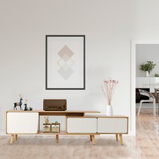 TV Stand Stylish MDF Living Room Media Console Storage Cabinet Adjustable Shelf