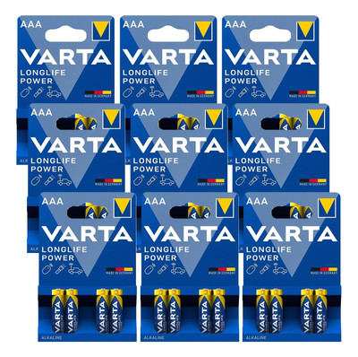 36 VARTA LONGLIFE POWER ALKALINE AAA LR03 BATTERIES 1.5V MICRO E92 MN2400 NEW