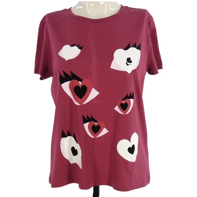 Karl Lagerfeld Graphic Tee Gr. L Burgunderrot Auge Herz Print Designer T Shirt