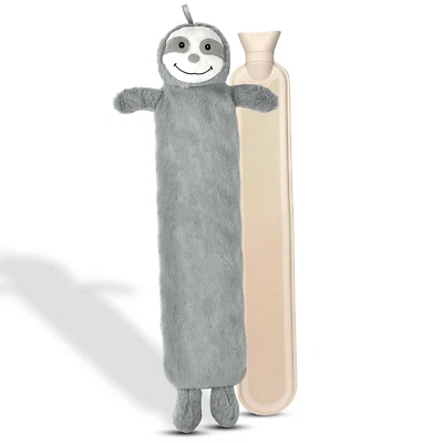 2L Extra Long Hot Water Bottle With Faux Fur Removable Cover Full Body Warmish