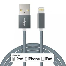 iPHONE iPAD iPOD - CERTIFIED MFI 6FT LONG USB CABLE FAST CHARGER POWER CORD WIRE