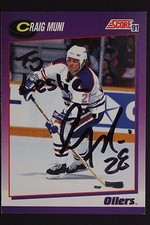 Craig Muni Edmonton Oilers Autographed 1991 Score #767P Hockey Card JSA 16H