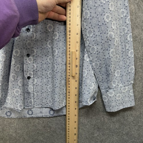 Claudio Lugli Couture Shirt Mens L Blue Floral Print Long Sleeve Pure Cotton - Picture 2 of 15