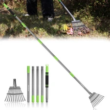 WORKPRO 11 Steel Tine Rake Small Rake for Leaves with 72” Adjustable Long Handle