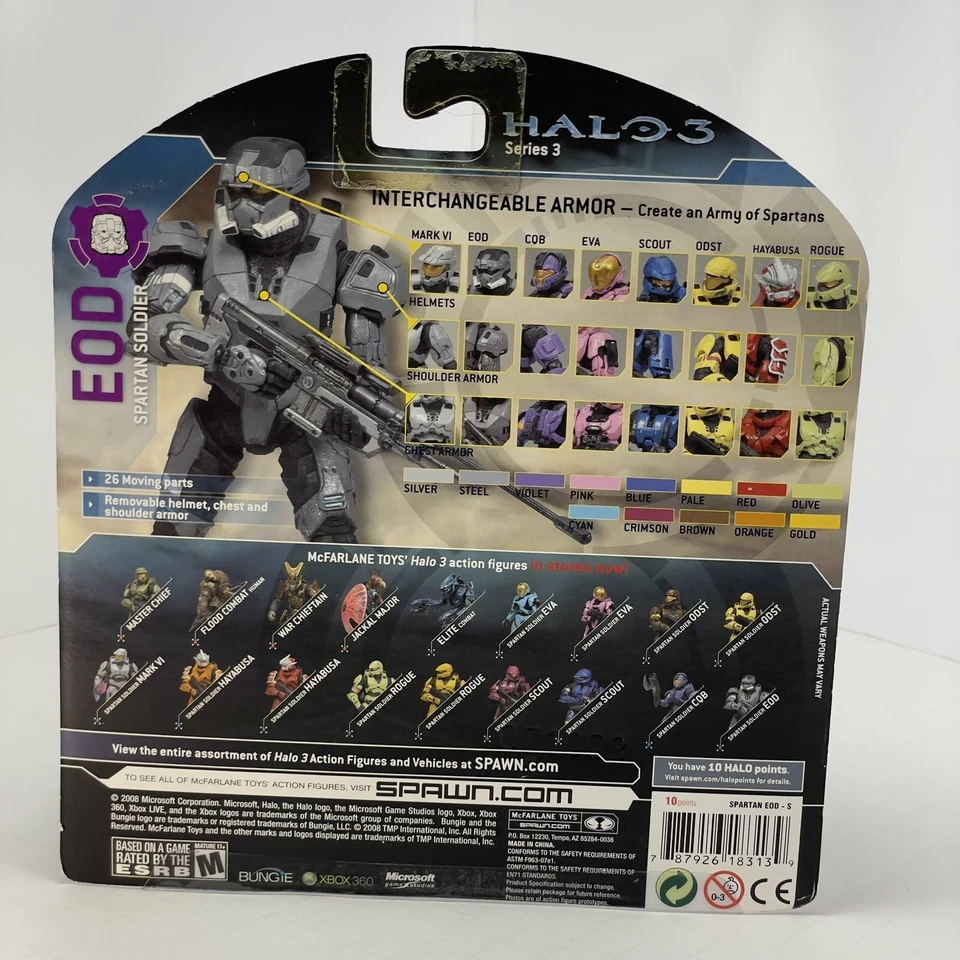 Halo 3 McFarlane s.3 Action Figure-Grey STEELE EOD 2008 GameStop Exclusive NIB - Image 2 of 4