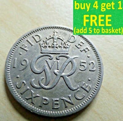 George VI Sixpence 6D Coins Choose your date from 1937-1952 Auction 2 ...