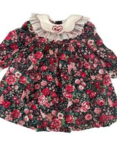 Vtg Ruth Of Carolina Girls Floral Dress Heart 3 4 Lace Detail 3T 4t