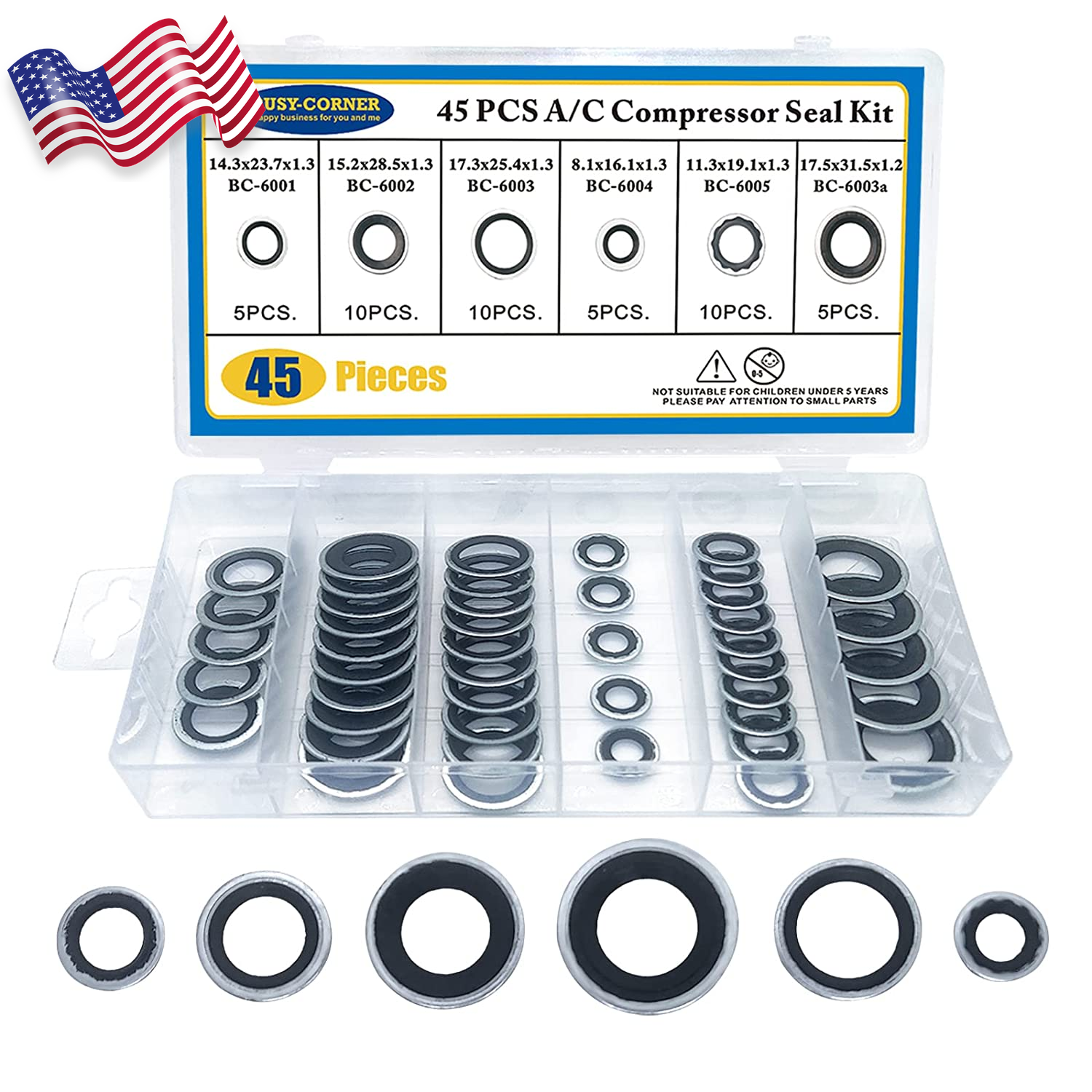 Air Conditioning Compressor Port Seal Washer Kit AC Gasket Assortment ...