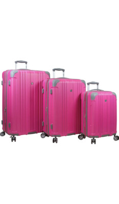 Dejuno Neato 3PC Hardside Spinner Combination Lock Luggage Set, Silver 