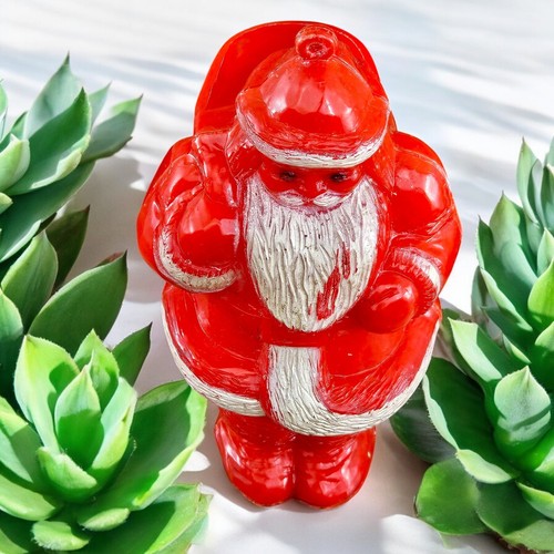 VTG Plastic Christmas Santa Candy Container Ornament MCM Red Rosbro Rosen 50s 60 - Picture 4 of 7
