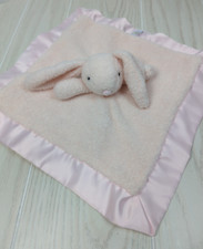 Apricot Lamb soft plush pink bunny security blanket lovey satin trim