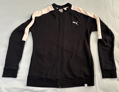 Puma Track Jacket Men's Size Medium Color Black Full Zip Logo Pockets