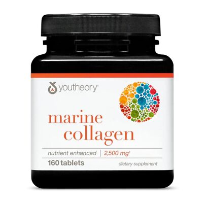 Youtheory Advanced Marine Collagen 160 Count Nutritional Supplement with Vita...