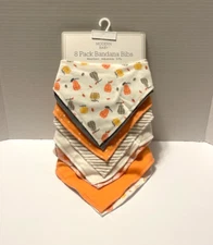 Modern Baby Fall Pumpkin 8 Pack Soft Absorbent Adjustable 2-Ply Bandana Bibs
