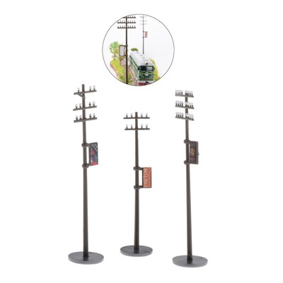 3Pcs 1:87 Miniatur Mini Telefonmasten für die Zugarchitektur LAYOUT HO Scale