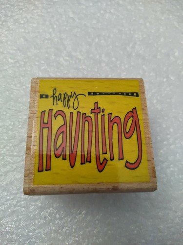Happy Haunting Rubber Stamp Studio G Halloween Fall Autumn Craft Wood New