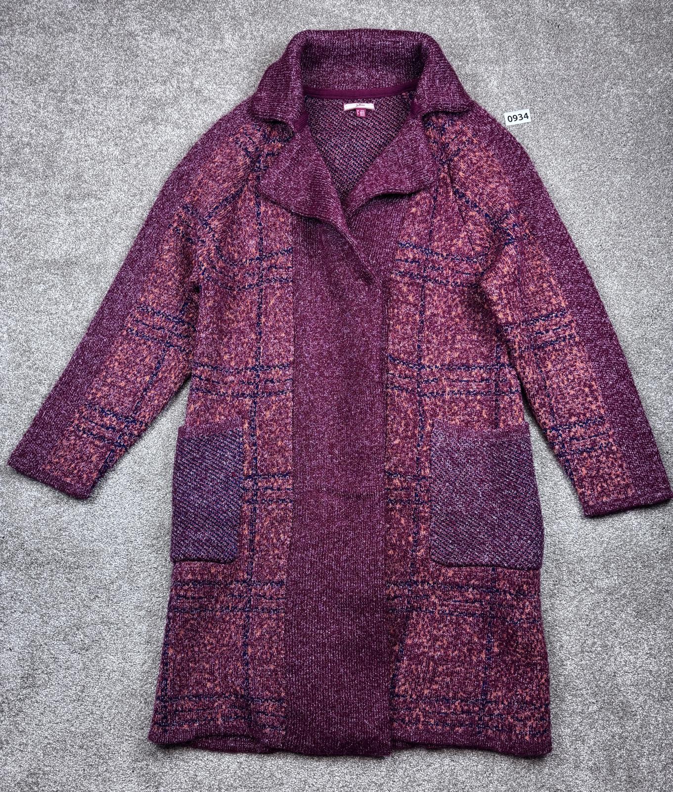 Joules Women's Textured Wool Blend Coat in Rich Burgundy and Purple