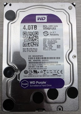Western Digital WD40PURX  Purple 4TB SATAlll Surveillance 3.5 Hard Drive