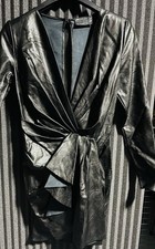 ASOS Black Leather Look Belted Mini Dress Brand New With Tags Size 4