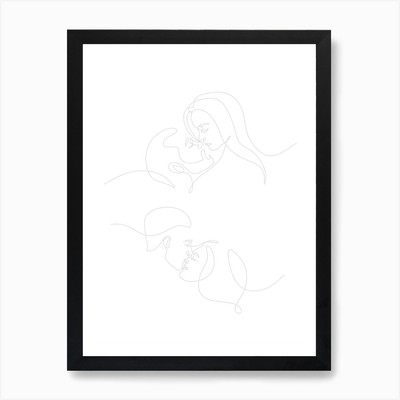 Him & Her, Wandbild, Mode, Linie gerahmtes Wandbild Poster Leinwanddruck Bild