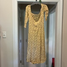 Olivaceous Empire Sundressed Size Small Festing . Boho country Floral Fun RA28