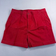 Lands' End Men's Field Cloth Shorts 40 Red Pleated Cuffed Made in USA NEW Trunks