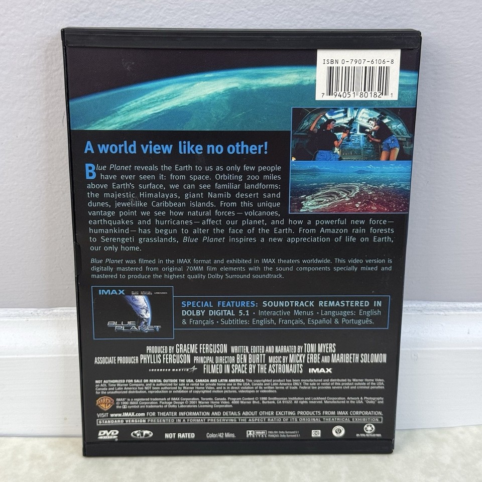 IMAX - Blue Planet (DVD, 2001) Space Travel Documentary, Snapcase ...