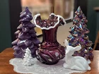 Fenton Plum Opalescent Wave Crest Vase Museum Collection w/ COA & Box #C60585