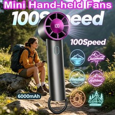 Portable Handheld Turbo Fan 6000mAh with Ice Cooling Speed 1-100 Adjustable US