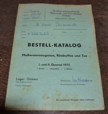 Bestell-Katalog Molkereierzeugnisse Kaffee Tee HO Grimma Colditz D&ouml;beln 1972