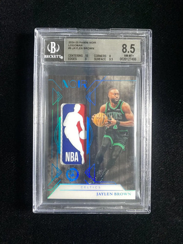 2024-25 Panini Noir Logoman GU Jaylen Brown #LM-JAY Platinum 1/1 BGS 8.5 HJ52