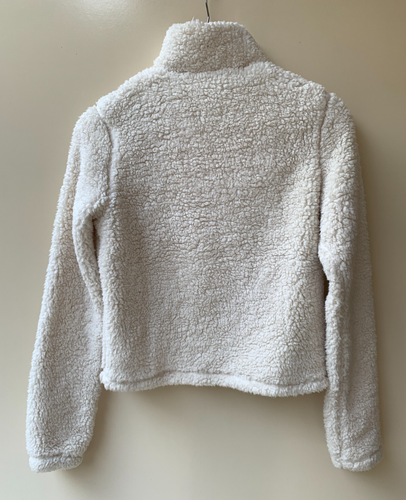 HOLLISTER Size XS Womens White Teddy Fleece 1/4 Zip Jumper Pullover - Picture 4 of 13