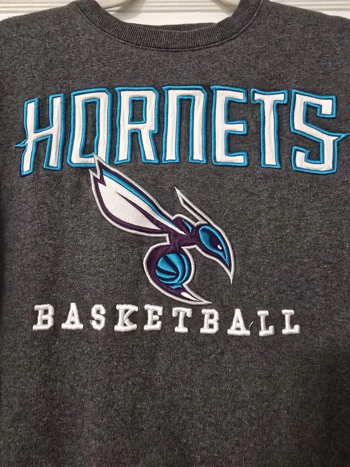 Charlotte Hornets Baloncesto Hombre Grande Gris Bordado Sudadera UNK NBA Foto 3 de 4