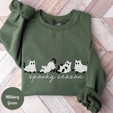Spooky Season Ghost Cat Sweatshirt