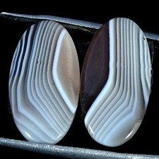 10.00Cts Natural Botswana Agate Pair Oval Cabochon Gemstone 10X19X2MM