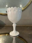 VINTAGE INDIANA GLASS MILK GLASS FOOTED LARGE COMPOTE BOWL TEARDROP PATTERN MCM