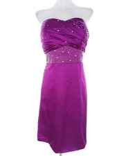 VINTAGE Damen Ballkleid/Abendkleid Gr. 34 Lila Ärmellos Pailletten Knielang