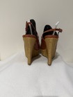 Gucci Coral Patent Leather Peep Toe Sling back Woven Wedge Size 7 1/2 — photo 6