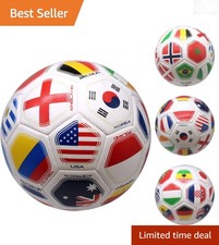 2026 World Flag Size 5 Soccer Ball Durable, Multi-Color Training Recreati...