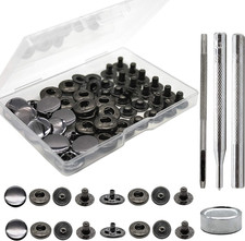 12 Set Leather Snap Fasteners Kit, 15Mm Metal Snap Buttons Kit Press Studs with
