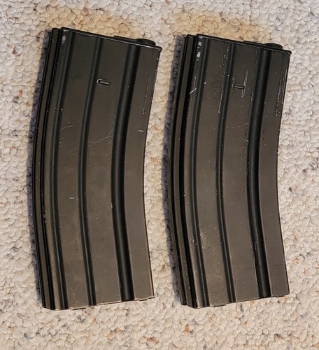 Lot of 2 BB / Airsoft Magazine Black Metal Polymer AR Style