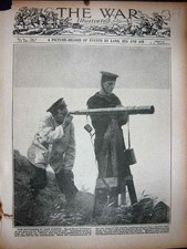 Original Old Antique Print Ww1 1915 Royal Naval Volunteers Look-Out Telescope