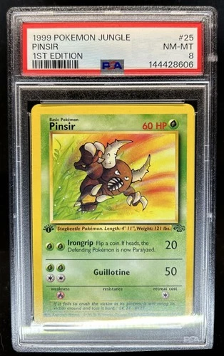 1999 Pokemon Jungle 1st Edition Pinsir #25/64 PSA 8